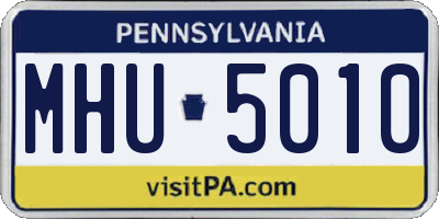 PA license plate MHU5010