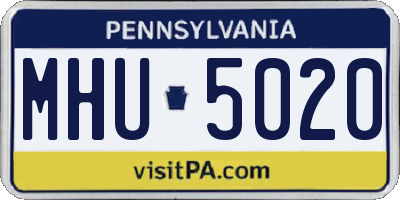 PA license plate MHU5020