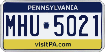 PA license plate MHU5021