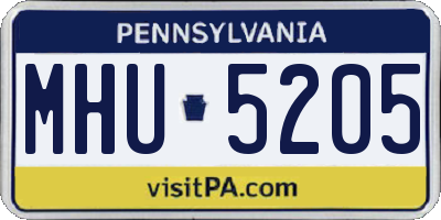 PA license plate MHU5205
