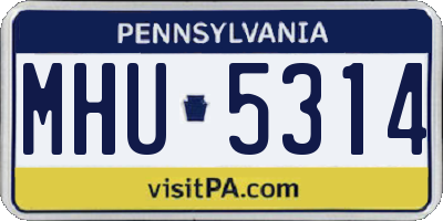 PA license plate MHU5314
