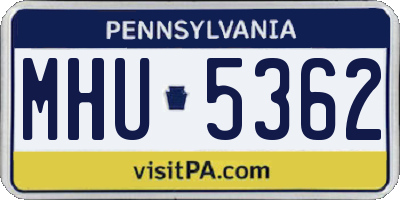 PA license plate MHU5362