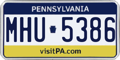 PA license plate MHU5386