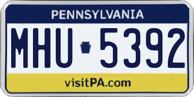 PA license plate MHU5392