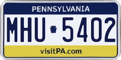 PA license plate MHU5402