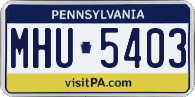 PA license plate MHU5403