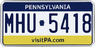PA license plate MHU5418