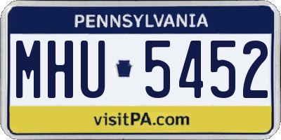 PA license plate MHU5452