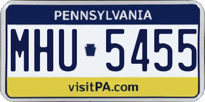 PA license plate MHU5455