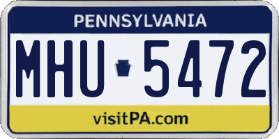 PA license plate MHU5472
