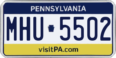 PA license plate MHU5502