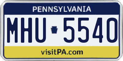 PA license plate MHU5540