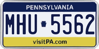 PA license plate MHU5562