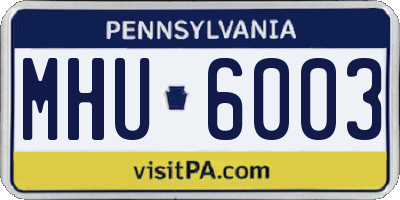 PA license plate MHU6003