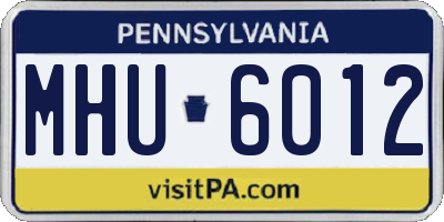 PA license plate MHU6012