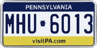 PA license plate MHU6013