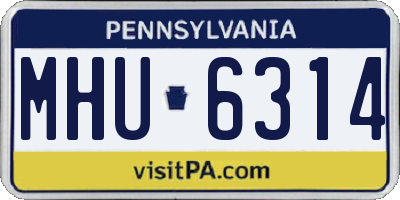 PA license plate MHU6314