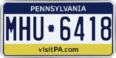 PA license plate MHU6418