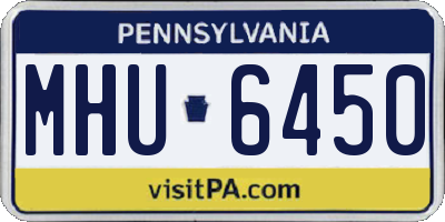 PA license plate MHU6450