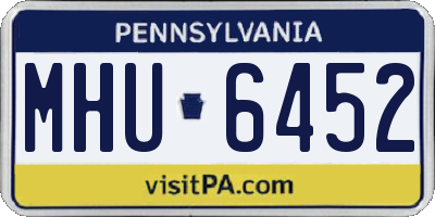 PA license plate MHU6452
