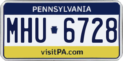 PA license plate MHU6728