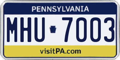 PA license plate MHU7003