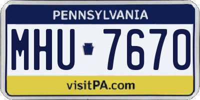 PA license plate MHU7670