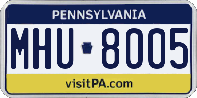 PA license plate MHU8005
