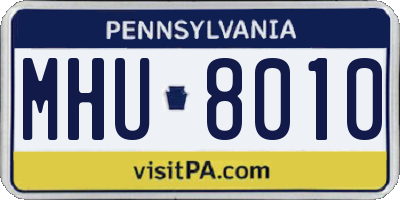 PA license plate MHU8010