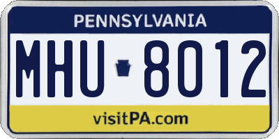 PA license plate MHU8012