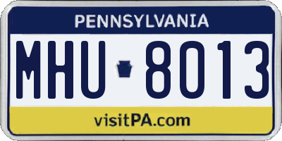 PA license plate MHU8013