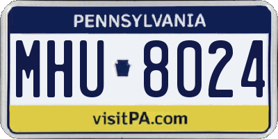 PA license plate MHU8024