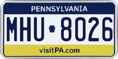 PA license plate MHU8026