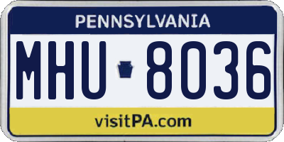 PA license plate MHU8036
