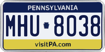 PA license plate MHU8038