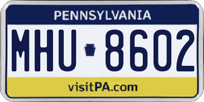 PA license plate MHU8602