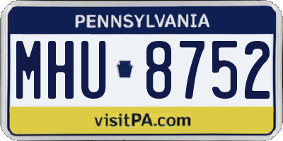 PA license plate MHU8752