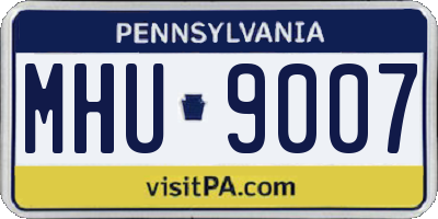 PA license plate MHU9007