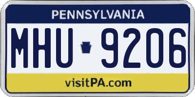 PA license plate MHU9206