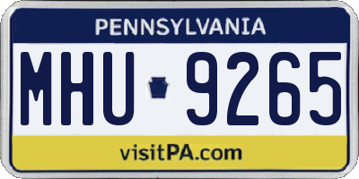 PA license plate MHU9265