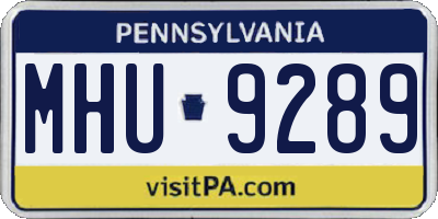 PA license plate MHU9289