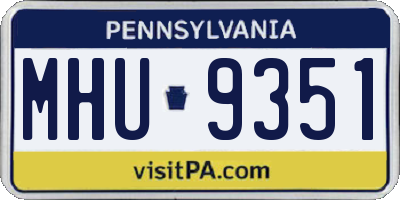 PA license plate MHU9351