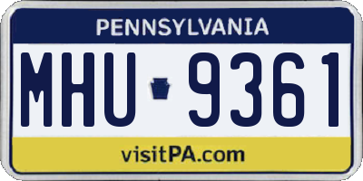 PA license plate MHU9361