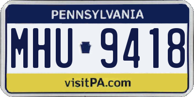 PA license plate MHU9418