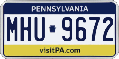 PA license plate MHU9672