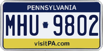 PA license plate MHU9802