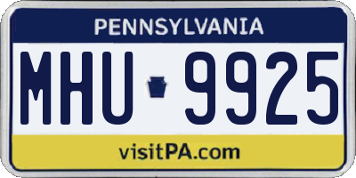 PA license plate MHU9925