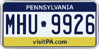 PA license plate MHU9926