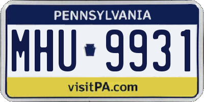 PA license plate MHU9931