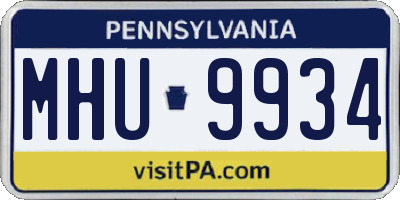 PA license plate MHU9934
